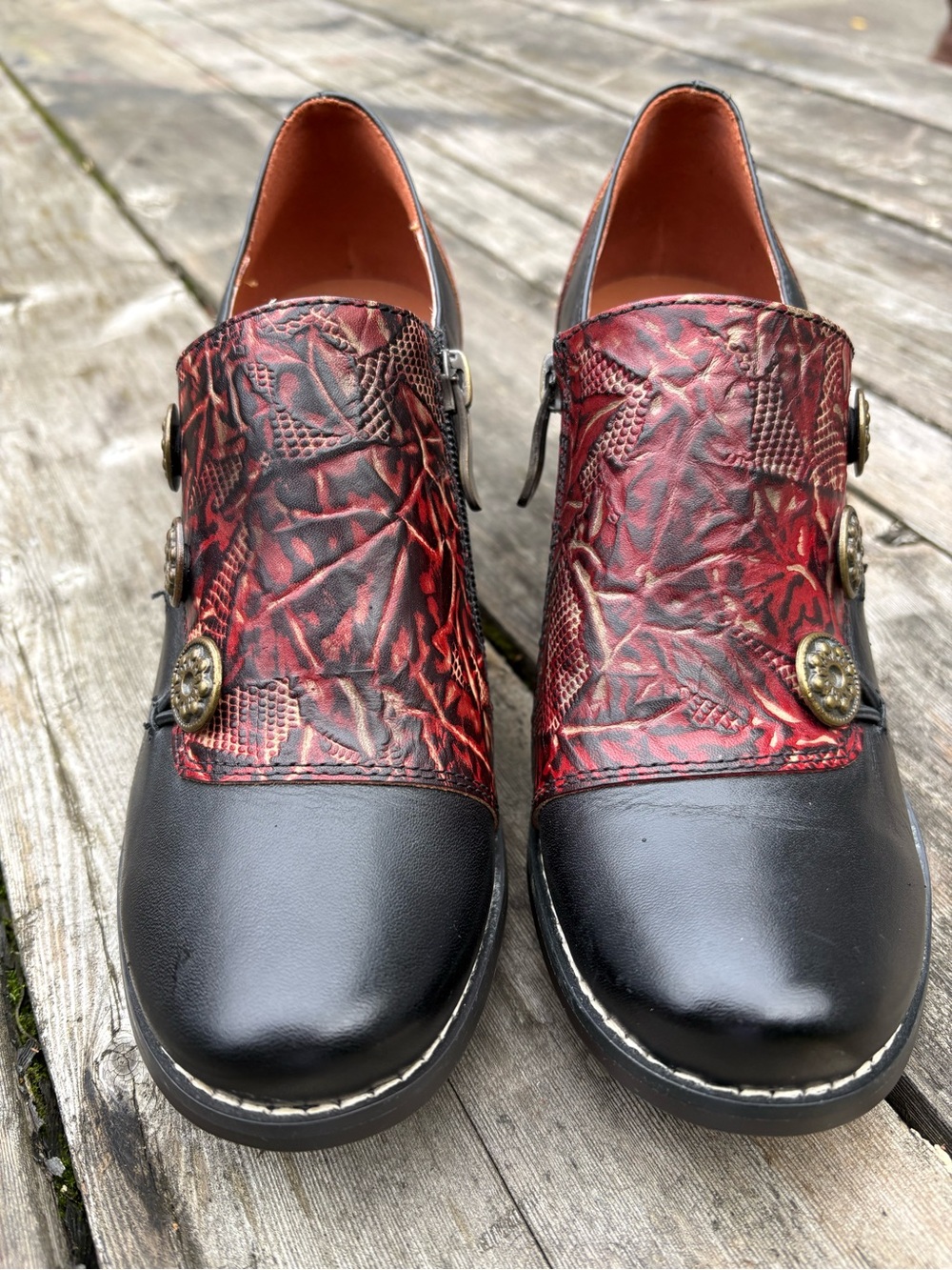 L'Artiste by Spring Step "Kantia" Leather Shooties - Black Multi Size 37 US 6.5